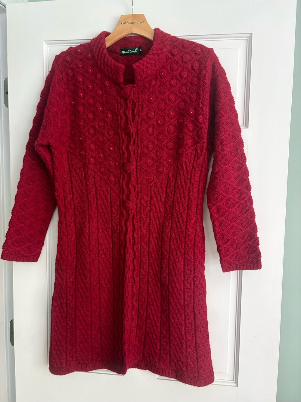 Wool Park Red Duster Cardigan with Beads XL